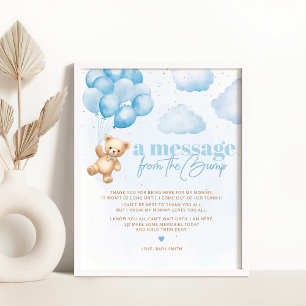 Póster Un mensaje del osito de peluche azul flojo