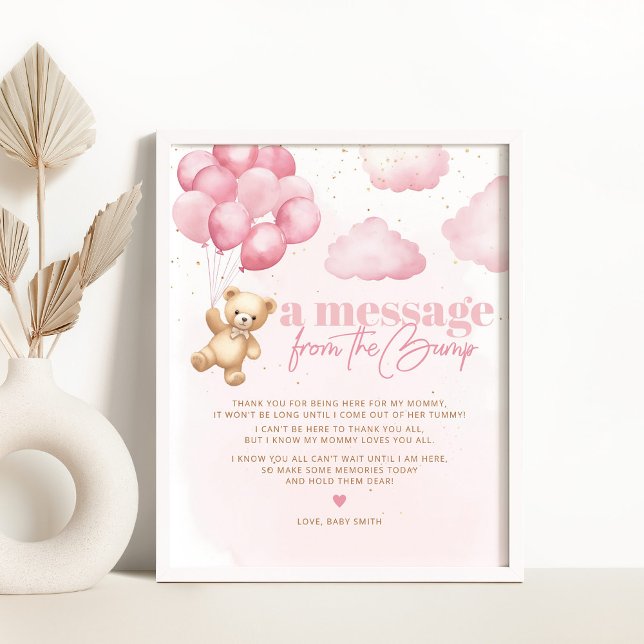 Póster Un mensaje del osito de peluche rosa bump (Subido por el creador)