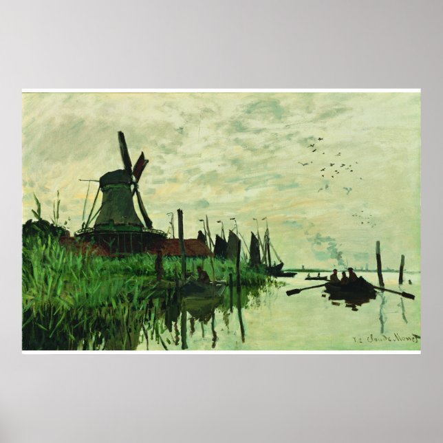 Póster Un Molino En Zandam 2 - Claude Monet - 1871 (Frente)