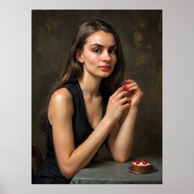 Póster Un momento con cerezas (Frente)
