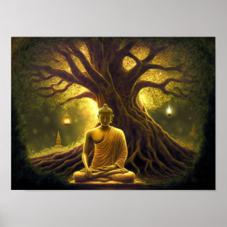 Póster Un momento de iluminación: Meditación de Buda