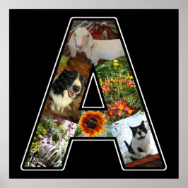 Póster Un Monograma Crea Tu Propio Collage de fotos Negro