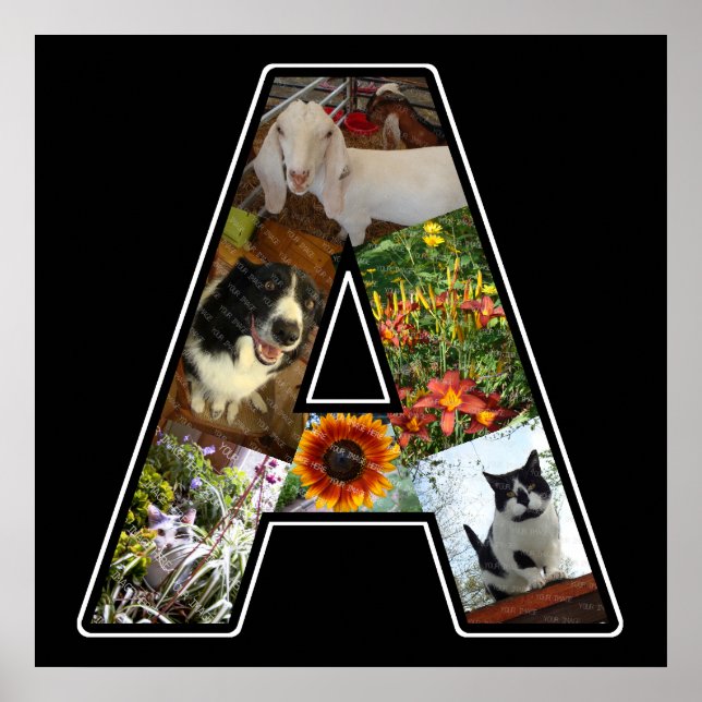 Póster Un Monograma Crea Tu Propio Collage de fotos Negro (Frente)