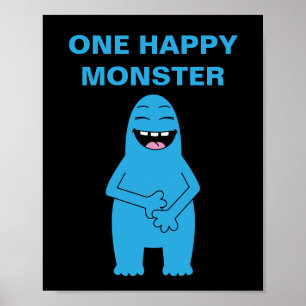 Póster Un monstruo feliz Personalizado de cumpleaños de H