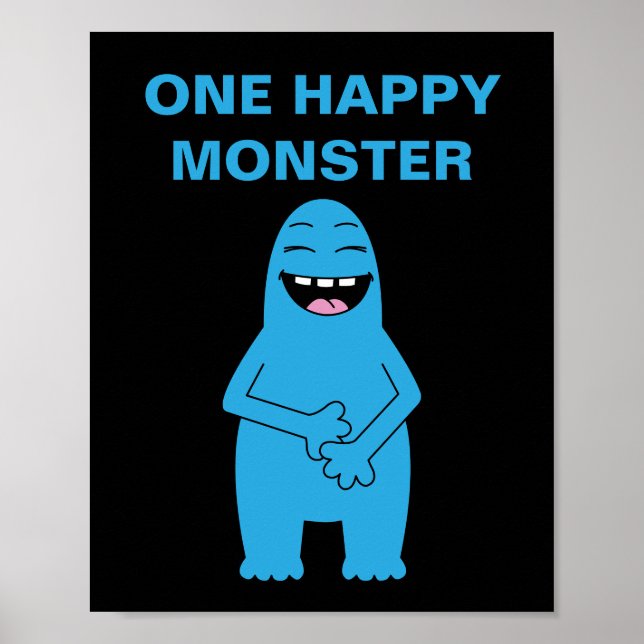 Póster Un monstruo feliz Personalizado de cumpleaños de H (Frente)