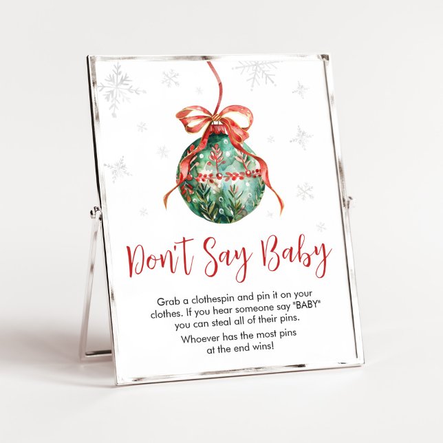 Póster Un morillo de Navidades Baby Shower no dice bebé (Merry Little Christmas Ornaments Baby Shower Don't Say Baby Sign)
