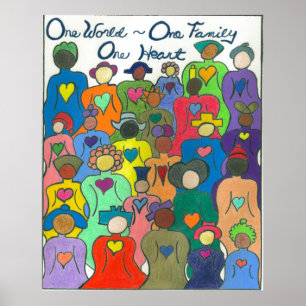 Póster Un mundo, una familia, un corazón multicultural