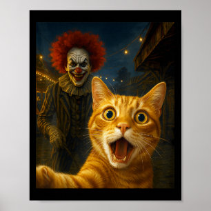 Póster Un Naranja gracioso Tabby Cat Selfie un Payaso esp
