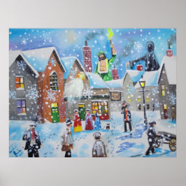 Póster un Navidad Carol Scrooge y los tres fantasmas