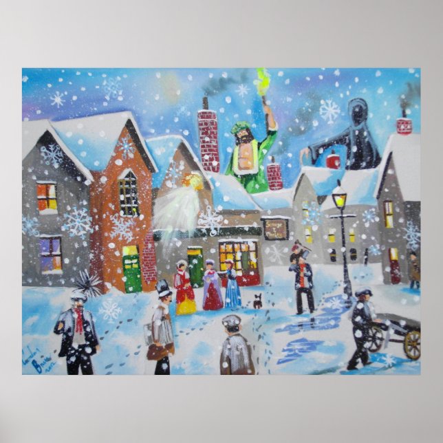 Póster un Navidad Carol Scrooge y los tres fantasmas (Frente)