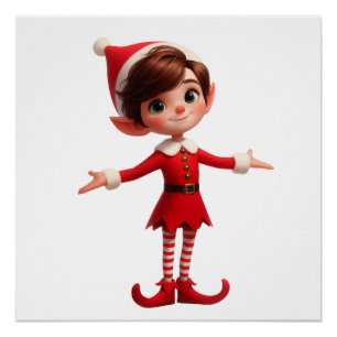 Póster Un Navidad feliz Elf con los brazos abiertos