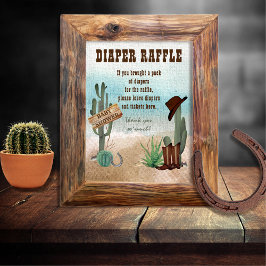 Póster Un niñito vaquero occidental ducha pañal Raffle