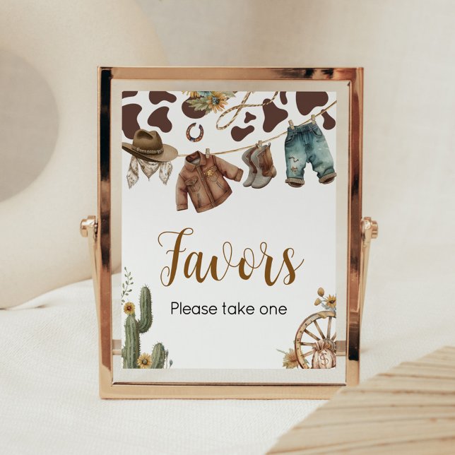 Póster Un niño de la moda favorece Baby Shower (A Little Cowboy Baby Shower Favors Sign)