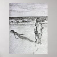 Un niño en la imagen de un lápiz de playa