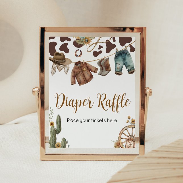 Póster Un niño mocoso Baby Shower Diaper Raffle (A Little Cowboy Baby Shower Diaper Raffle Sign)