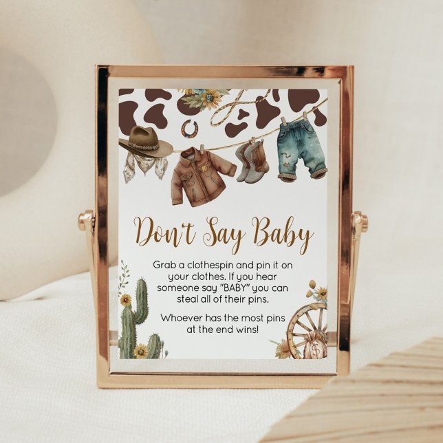 Póster Un niño pequeño, Baby Shower, no digas bebé (A Little Cowboy Baby Shower Don't Say Baby Sign)