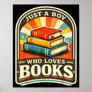 Póster Un niño que ama los libros divertido bibliófilo ra