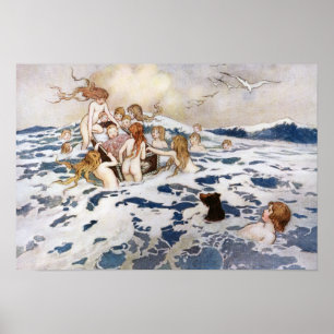 Póster Un nuevo bebé de agua por Warwick Goble