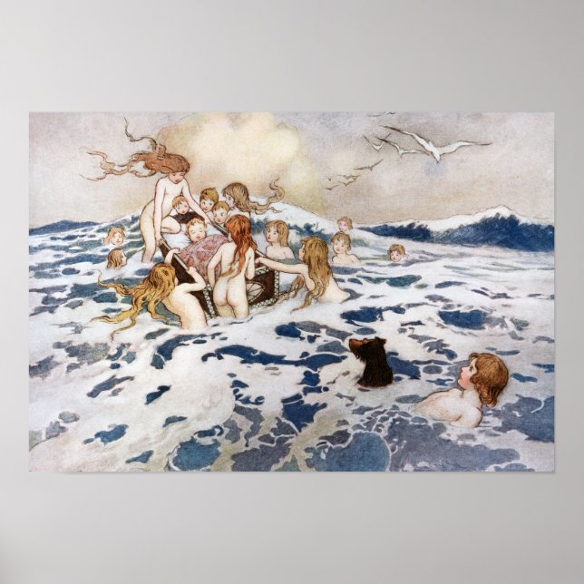 Póster Un nuevo bebé de agua por Warwick Goble (Frente)