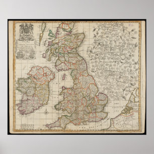Póster Un nuevo mapa de Inglaterra Escocia e Irlanda