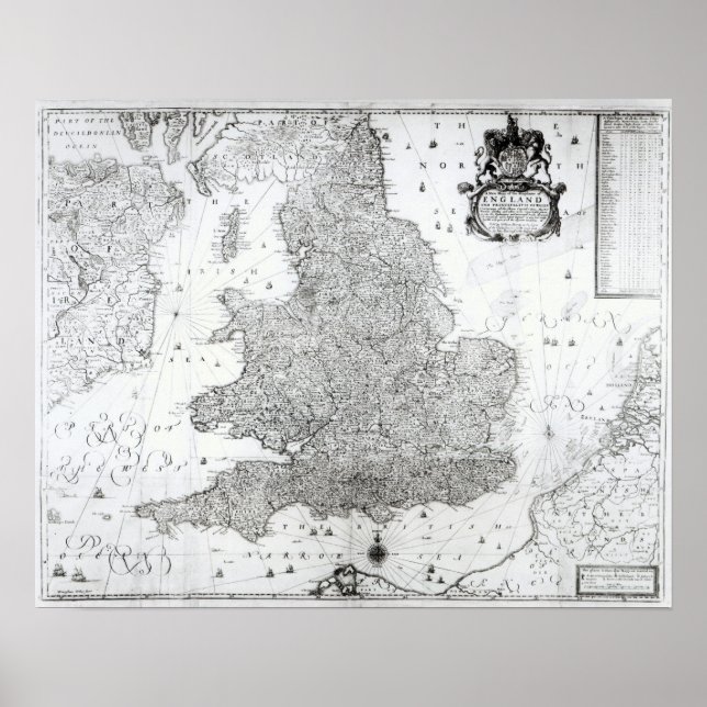 Póster Un nuevo mapa del Reino de Inglaterra (Frente)