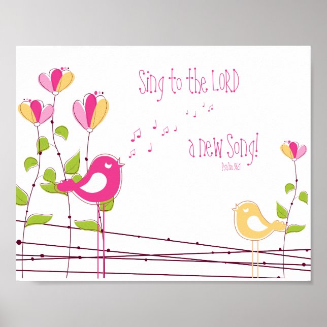 Póster Un nuevo salmo de canción 96:1 Nursery Wall Art (Frente)