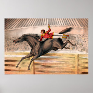 Póster Un Operador De Circo Montando Un Caballo De Bóveda