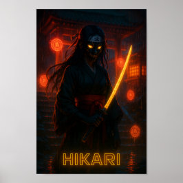 Póster Un oscuro ciberpunk anime Chica con una Katana bri