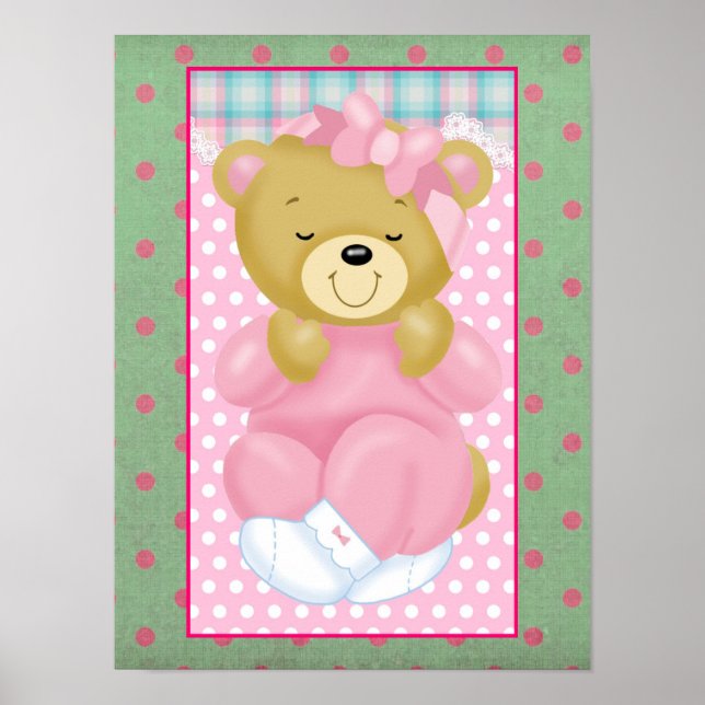 Póster Un oso dulce vestido de rosa (Frente)