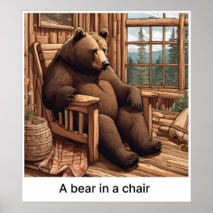 Póster Un Oso En Una Silla - Imprimir