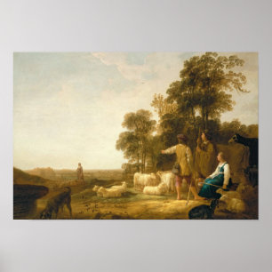 Póster Un paisaje con los pastores y los Shepherdesses