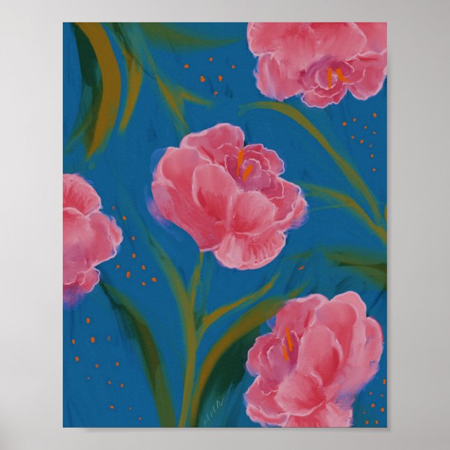 Póster Un paisaje de flores hawaiano (Frente)