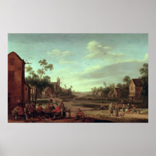 Póster Un paisaje fluvial de madera, 1646