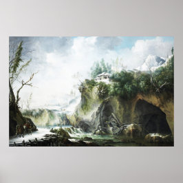 Póster Un paisaje fluvial en invierno, Francesco Foschi