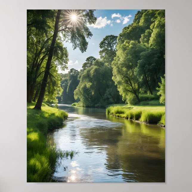 Póster Un paisaje fluvial sereno (Frente)