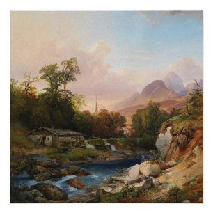 Póster Un paisaje montañoso con una sonrisa