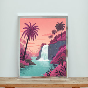 Póster Un paisaje sereno con palmeras exuberantes 