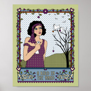 Póster Un pájaro en el Poster Hand_A_8x10