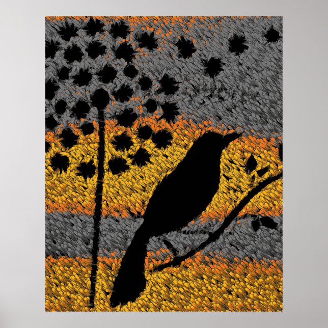 Póster Un pájaro entre el Poster de las plumas (Frente)