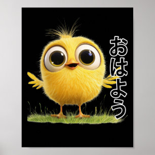 Póster Un Pájaro Saluda A Un Pegatina De Japón