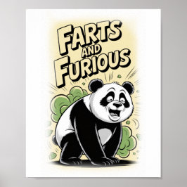 Póster Un Panda hace un Pedo en Blanco
