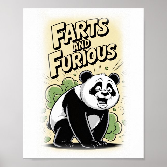 Póster Un Panda hace un Pedo en Blanco (Frente)
