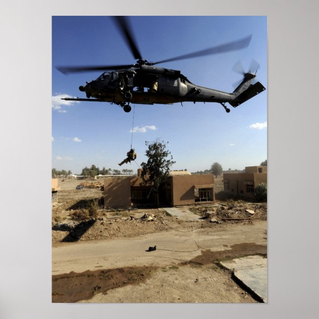 Póster Un pararescueman rappels de un HH-60 2 (Frente)