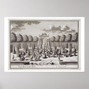 Póster Un parterre con árboles naranjas en el jardín del