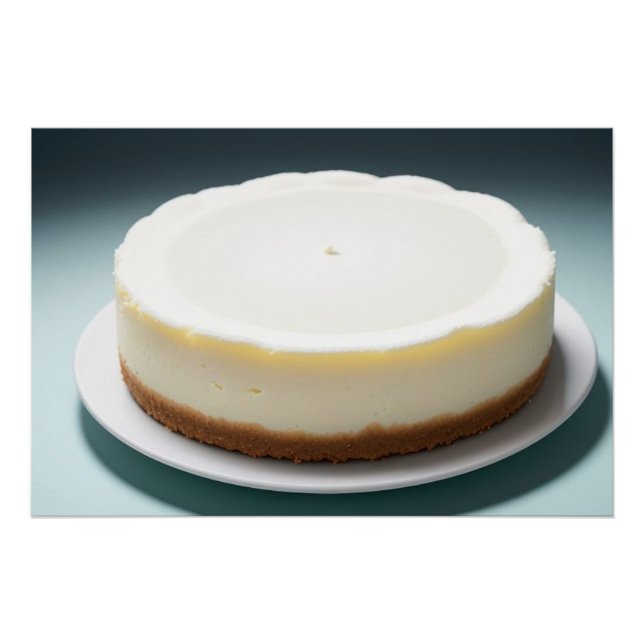 Póster Un pastel de queso entero con un fondo oscuro (Anverso)