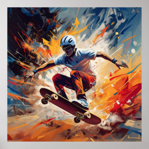 Póster Un patinador masculino.
