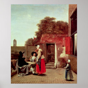 Póster Un patio holandés, c.1658-60