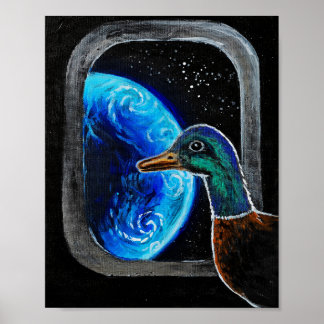 Póster Un pato enviado al espacio exterior