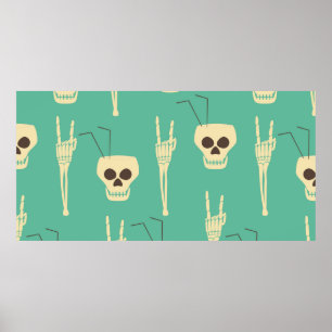 Póster Un patrón impecable de fiesta. Calaveras humanas c