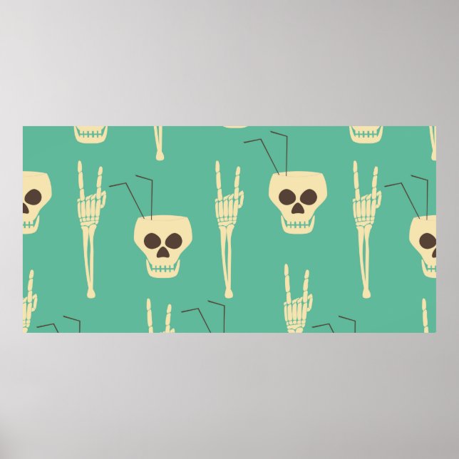 Póster Un patrón impecable de fiesta. Calaveras humanas c (Frente)